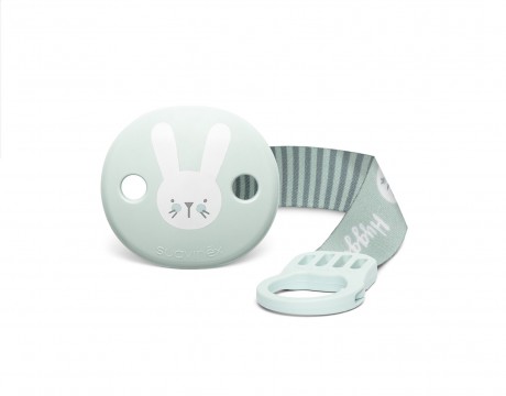 Miętowy zestaw startowy dla noworodka Welcome Baby Set Suavinex HYGGE BABY - zawieszka do smoczka z tasiemką