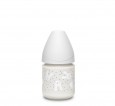 Szklana butelka 120ml z smoczkiem okrągłym wzór Królik Szary Suavinex HYGGE BABY