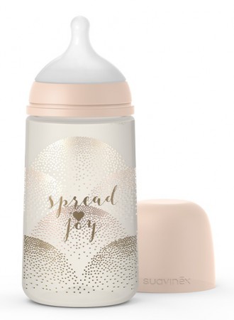 Butelka Suavinex 270 ml smoczek fizjologiczny SX Pro średni przepływ Spread Joy złota