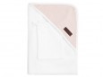 Ręcznik bambusowy z kapturkiem + myjka kolor bialy i różowy Bamboom