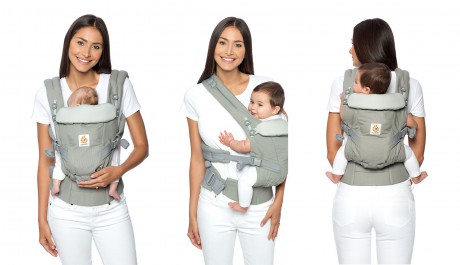 3 możliwe pozycje noszenia dziecka w nosidełku Ergobaby ADAPT