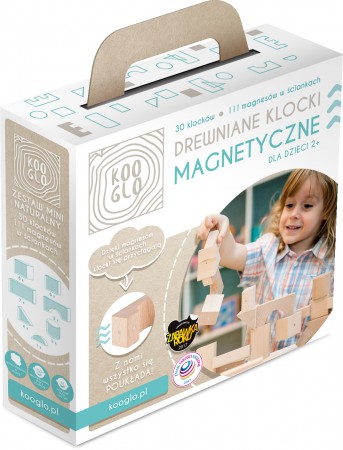 Klocki z magnesem mini natural | 30 szt. | Kooglo