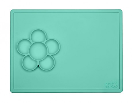 Silikonowa mata do zabawy z pojemniczkami | miętowa | EZPZ Flower Play Mat