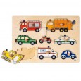 Drewniana układanka - puzzle z uchwytami | Pojazdy | Goki