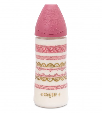 Butelka 360ml | smoczek okrągły | kolor różowy | Suavinex Haute Couture