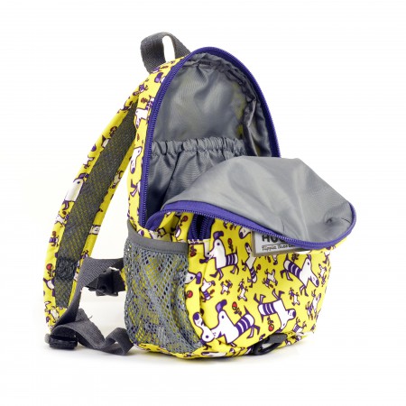 Plecak ze smyczą dla dziecka | wzór Yellow Purple Dogs | Hugger